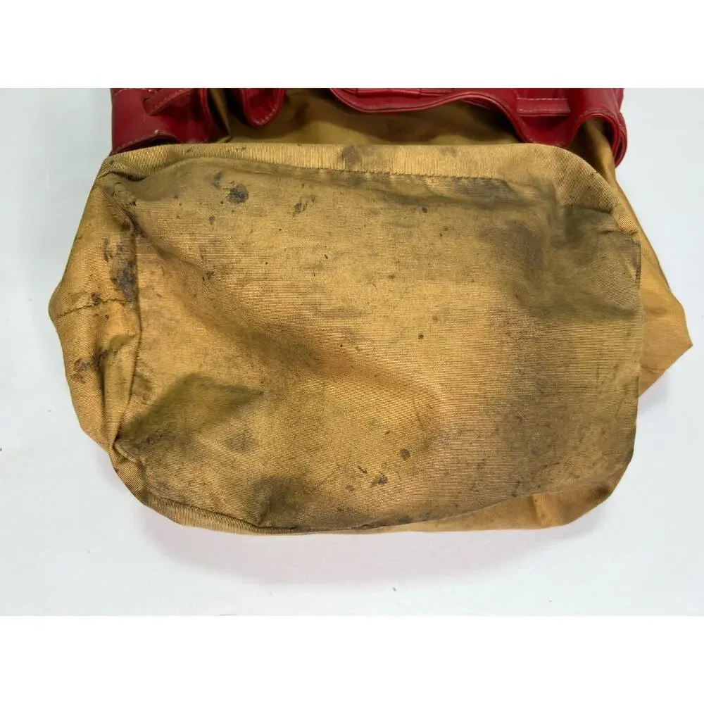 Vintage i Santi Drawstring Leather Bucket Purse Bag Red Made In Italy